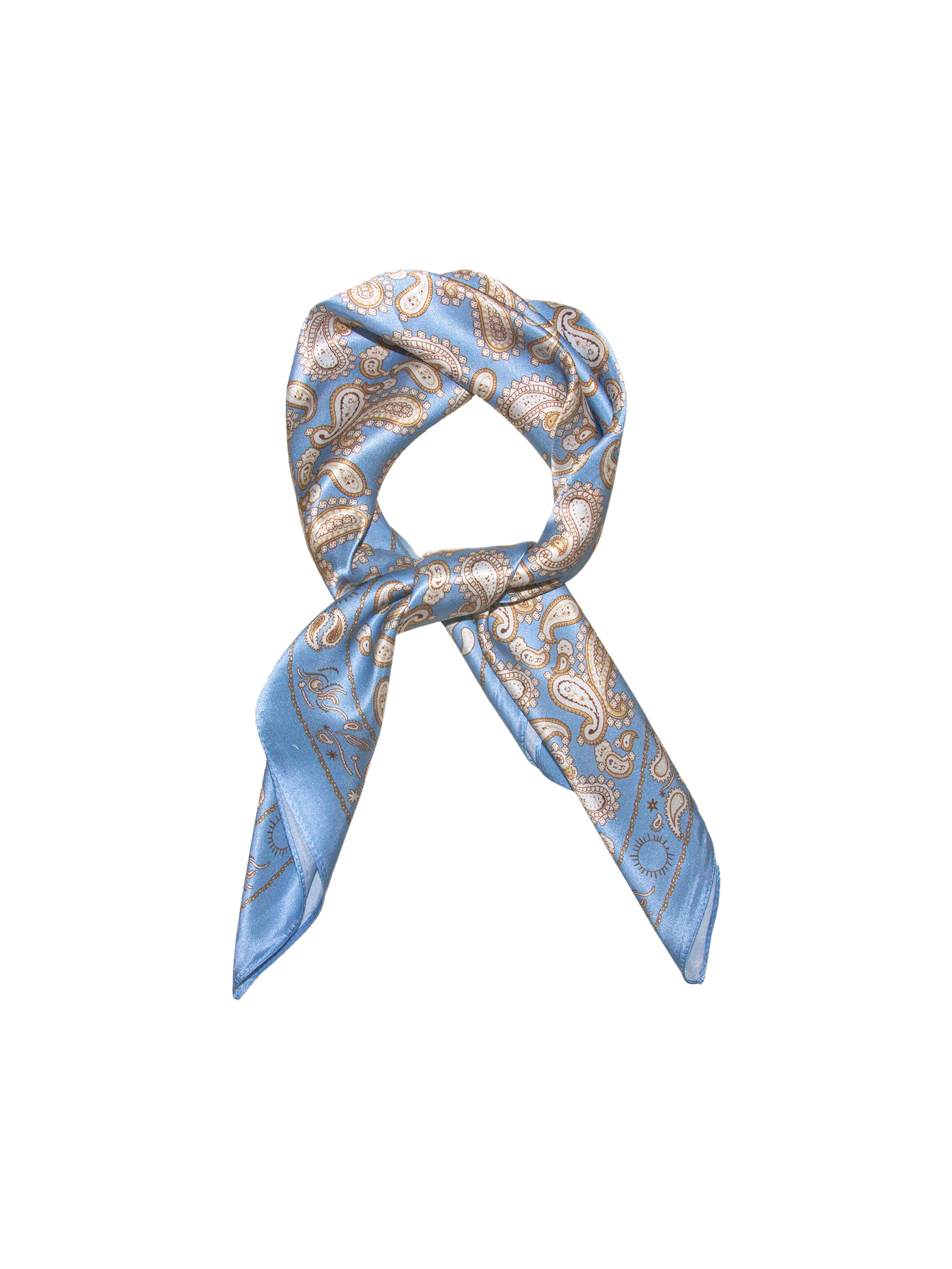 Silkeskjerf Paisley- lyseblå